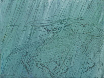 Rita Ackermann, Rider in the rain, 2025. Courtesy of 56 Henry Gallery
