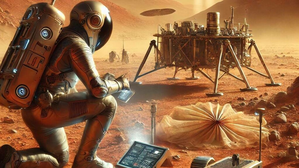 Futuro archeologo su un pianeta, immagine creata con IA