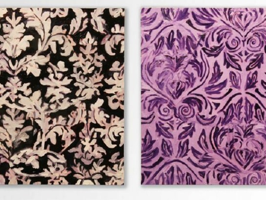 Guy Ben-Ari, Screen (Lamp) - Floral Diptych, 2013, Oil on panel, diptych, 16 X 16 in. each