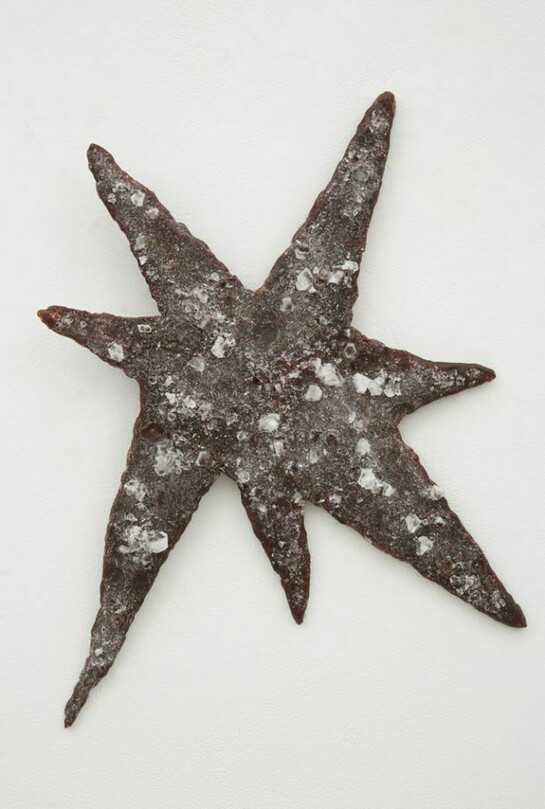 Jay Heikes, Quintessence, 2013, Steel, wax and aluminum sulphate, 22 x 16 3/4 x 1/2 inches 55.9 x 42.5 x 1.3 cm, Courtesy of Marianne Boesky Gallery, New York