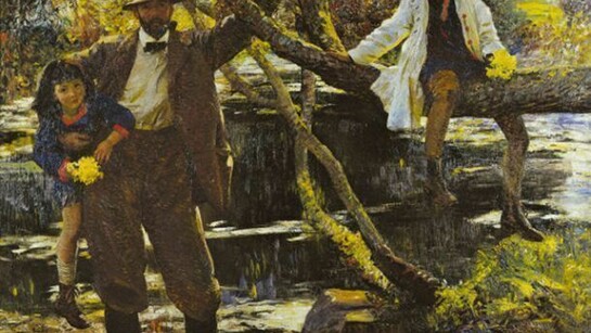 Lamorna Birch and His Daughters by Dame Laura Knight, 1916 and 1933, The University of Nottingham,  © Reproduced with permission of The Estate of Dame Laura Knight DBE RA 2013, All Rights Reserved