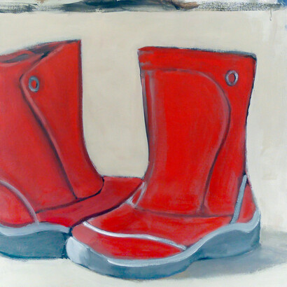 Walter Robinson, Lands’ End Boots from $25, 2014, Acrylic on canvas, 30 x 24 inches (76.2 x 61 cm), Courtesy LYNCH THAM, New York