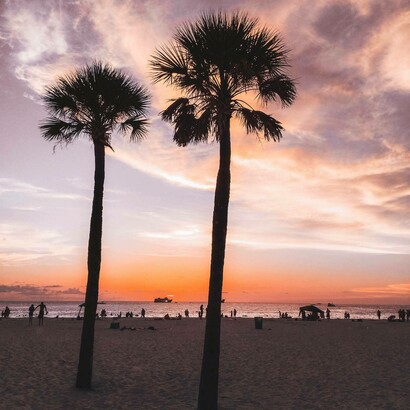 Luci del tramonto a Venice Beach, Los Angeles, California, USA