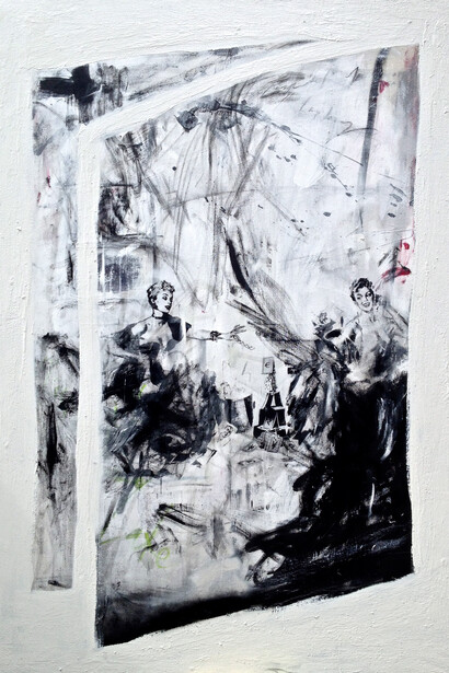 Luc Waring, USA, mixed media on canvas, original artwork, 70 x 50 inches