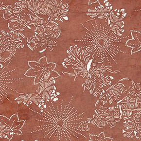 Handmade mulberry paper (shibu-gami) treated with fermented persimmon juice (kaki-shibu), silk thread. Textile Museum of Canada
