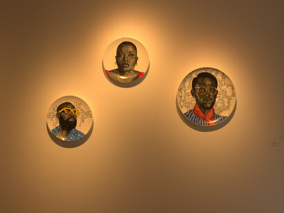 Stanis Mbwanga, incredible but true (2023), what we lost (2023), flood (2023) Ceramic painting on porcelain