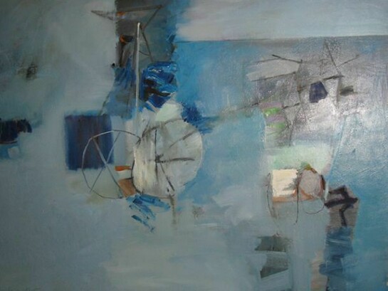 Lionel Gilbert, Blue Abstract with Circles, c. 1965