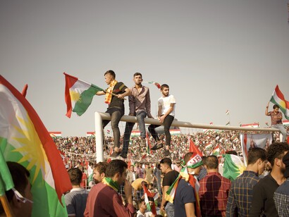 Kurdos en Erbil manifestándose a favor de la independencia en 2017