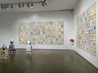 Installation view of A Cat in God’s Garden by Luisa Caldwell
Image courtesy of Smack Mellon. Photo by Etienne Frossard.