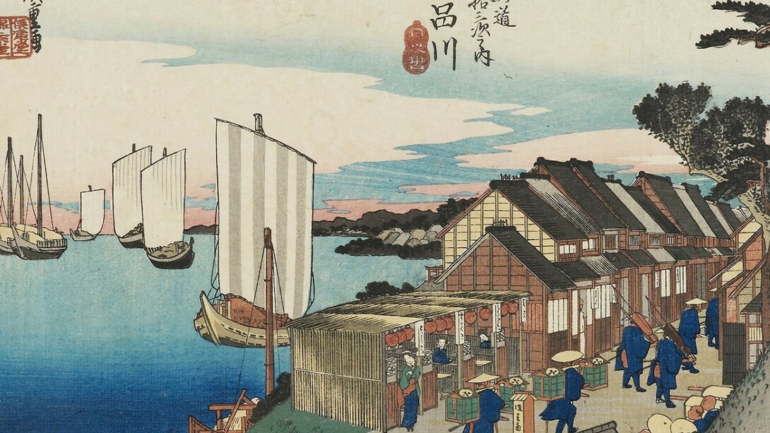 Sunrise at Shinagawa  1833-34  Utagawa Hiroshige I - 1797 – 1858 - Colour woodblock print © Ashmolean Museum, University of Oxford