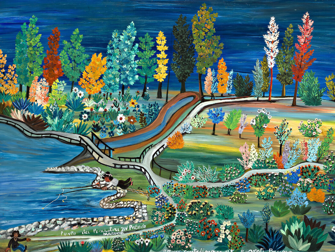 Bruno Rovesti, Punta dei pescatori in palude marina, 1965, cm 90 x 140. Courtesy of Museo Antonio Ligabue