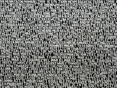 Xaviera Simmons, In the Lushness of (detail), 2015, Installation view Pérez Art Museum Miami, Wood and acrylic painting. 16 x 61 feet,
Photo: Oriol Tarridas
