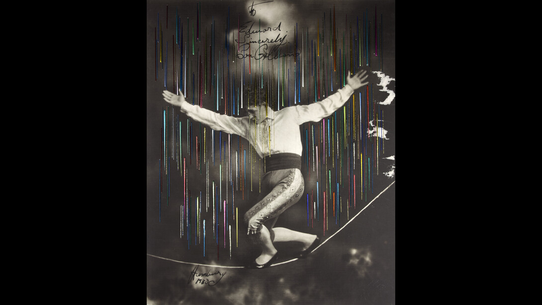 Maurizio Anzeri, Galliano, 2018, Embroidery on found photograph 19 x 15 inches. Courtesy of the artist and Haines Gallery
