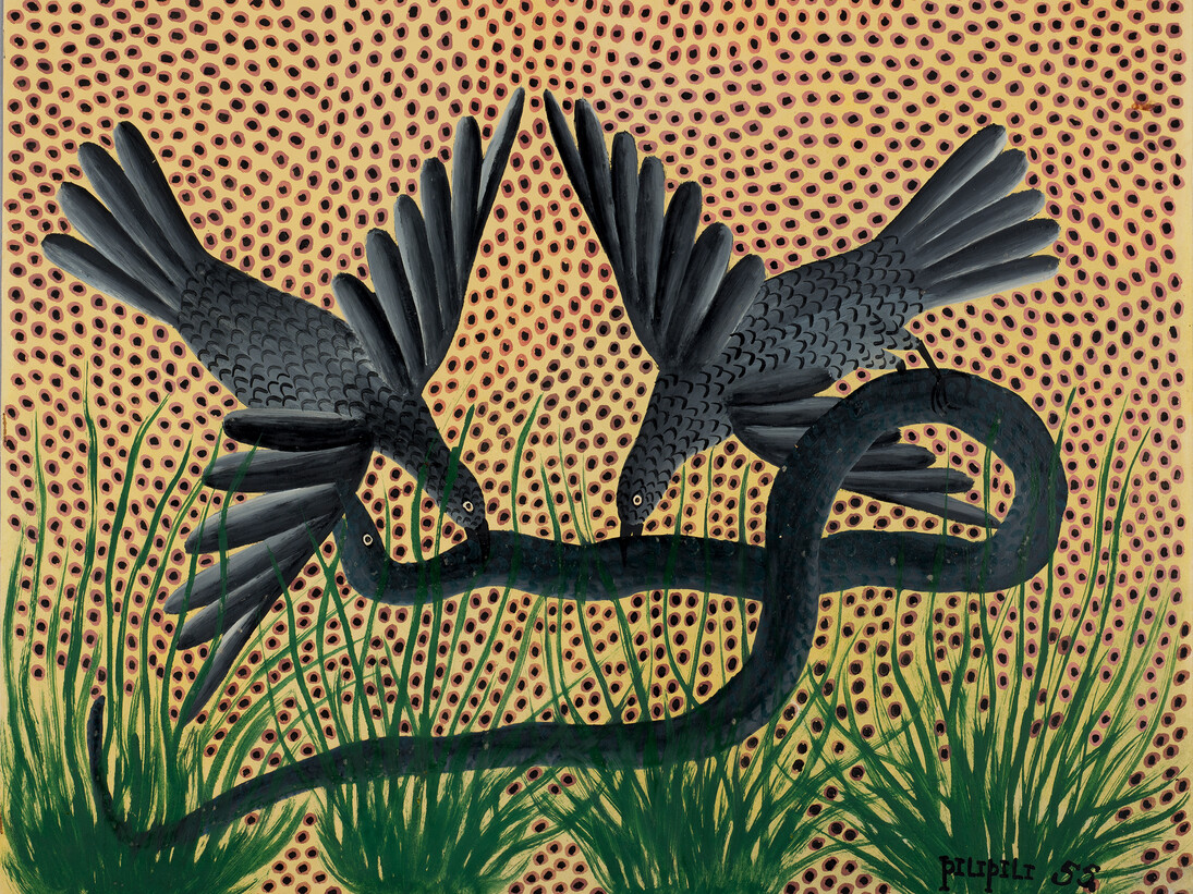 Pilipili Mulongoy, Untitled, 1955, Gouache and oil on paper, 46 x 53 cm, Musée royal de l’Afrique centrale, Tervuren, H.O.1.744 © Pilipili Mulongoy, Photo © MRAC Tervuren