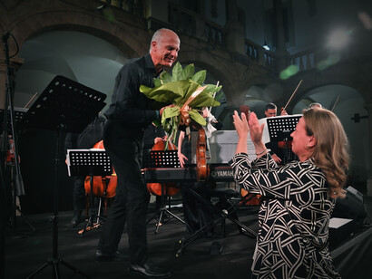 Massimo Quarta al termine del concerto al Palazzo Reale per la Notte Europea della Musica 2022