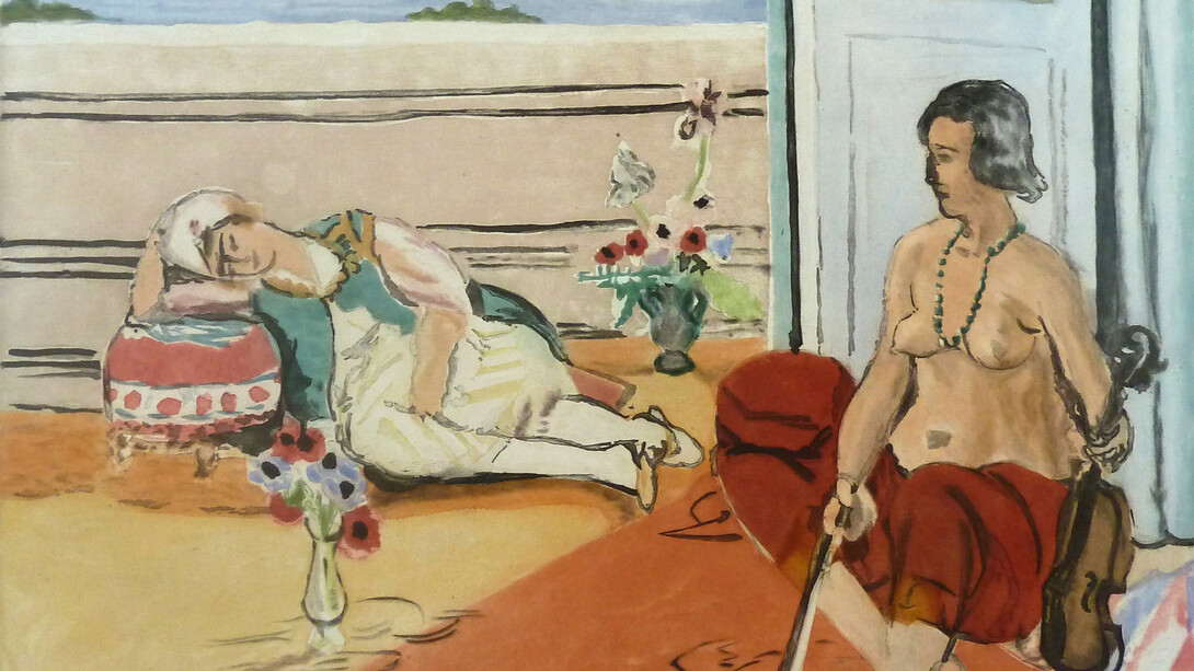 Henti Matisse, Odalisque on the Terrace, 1922, Hand Signed and Numbered Aquatint in Colours on Arches paper, 59.2 x 77.8 cm / 23.3 x 30.7 in