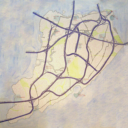 Suburban What If Map, 2013, Neil Greenberg, photo courtesy Will Corwin