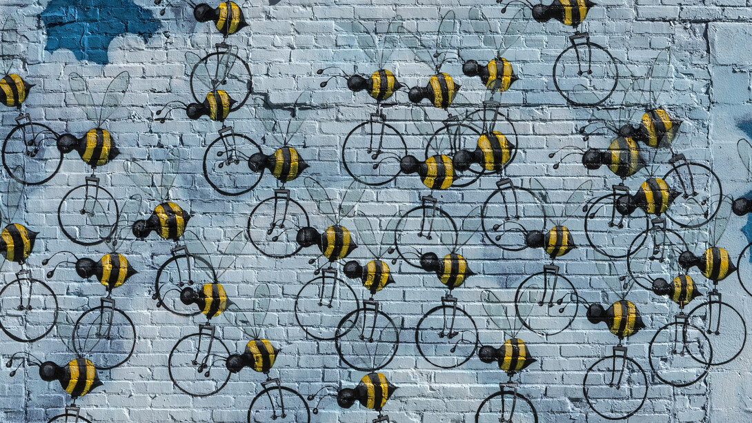 Matt Lively, 27 Beecycles. NEON District Mural. Commissioned by Virginia MOCA. Photograph by Glen McClure. October 2015