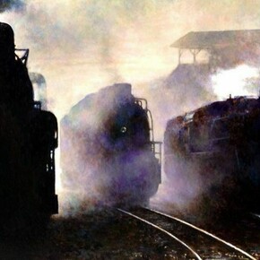 Lawrence Gipe, Train Study, 2013, oil on panel, 24 x 36 in