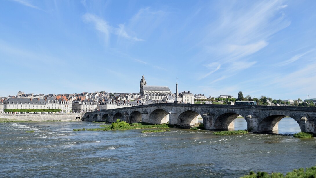 Veduta del Ponte Juaques Gabriel, Blois. La Loira ha una grande importanza culturale e storica in Francia, spesso associata al "giardino di Francia" per i suoi paesaggi lussureggianti e le sue antiche città come Tours, Orléans e Blois. Inoltre, il tratto tra Sully-sur-Loire e Chalonnes è stato dichiarato Patrimonio dell'Umanità dall'UNESCO per la sua bellezza e rilevanza storica