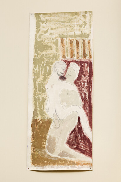 f.marquespenteado, Sean e narrador no litoral irlandês, 2014, gouache on indutrial felt embroidery machine, Edition: N/A, 63 x 61,5 cm. Cortesia de Mendes Wood DM , São Paulo