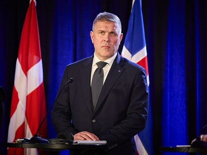 Bjarni Benediktsson delivers a joint statement at the fourth Ukraine-Nordic Summit in Reykjavik on October 28, 2024
