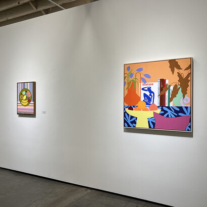 Mary Finlayson, Orange, violet, exhibition view. Courtesy of Winston Wächter Fine Art