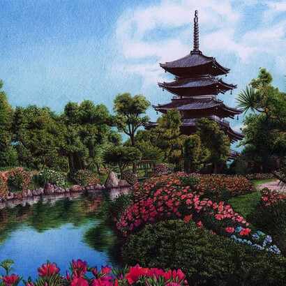 Samuel Silva, *Palace garden in Kyoto*