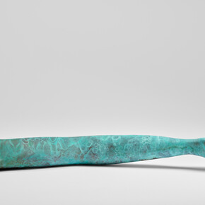 Isabelle Albuquerque, Fallen Limb, 2023. Bronze, cupric nitrate, aleppo pine, 20.32h x 25.40w x 78.74d cm, 8h x 10w x 31d in, Ed. of 3, + 1/2 AP. Courtesy of Nicodim Gallery