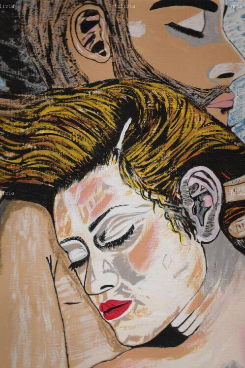 Ilsa E. García González. Lovers. Mixed technique	on canvas. 40 x 31 cm