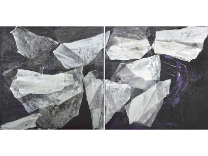 SoHyun Bae, Untitled (Pelvic Terrain), 2011, Rice paper and pure pigment on canvas, 60 x 120 inches
