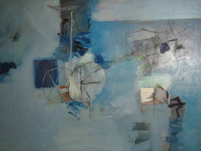 Lionel Gilbert, Blue Abstract with Circles, c. 1965