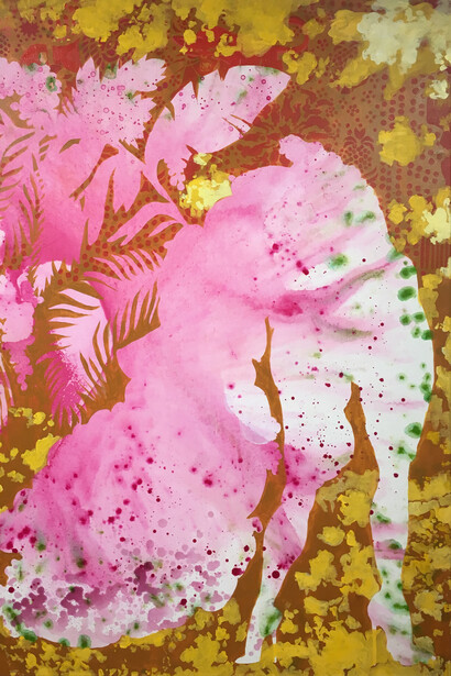 Firelei Báez A modest mythology of walls, 2016
Acrylic and ink on canvas
60 x 48 inches (152.4 x 121.9 cm)