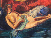 Sir Matthew Smith (1879-1959), Nude, oil on canvas, circa 1930,  50 x 75 cm. From James Hyman Gallery