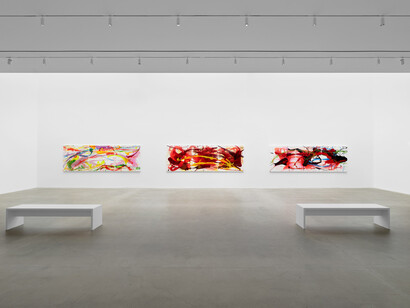 Helen Marden, Interlude of joy, exhibition view. Courtesy of Gagosian Gallery