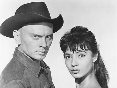 Mexican actress Rosenda Monteros and Russian-American actor Yul Brynner in a publicity photo for the film