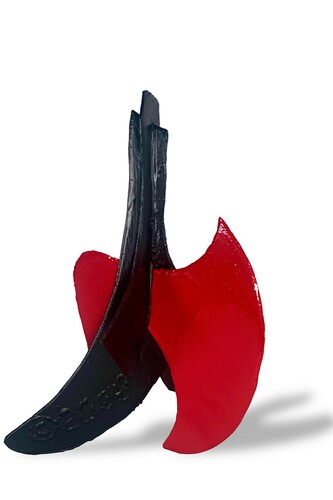 David Hayes, Rouge et Noir Deux, painted welded steel, 14.50x10.50x9.50 in