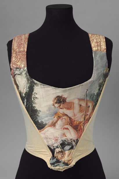 Corset, f, multi-coloured silk and polyester, Vivienne Westwood, Britain,'Portrait' collection, ss 1990 © Victoria and Albert Museum, London