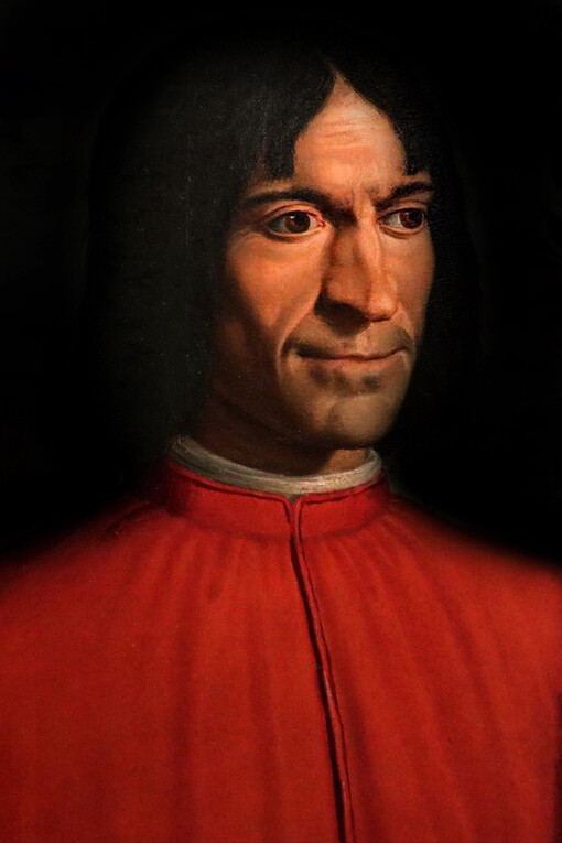 Girolamo Macchietti; Detalle del retrato de Lorenzo de Médici, c. 1492