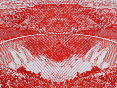 Santiago Montoya, Dam!, 2013, Jacquard tapestry, 179 x 317 cm
