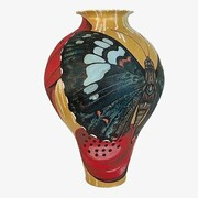 Bryan Burk, Green Emperor on the Phone,
glaze, underglaze, stoneware,
31" x 21" x 21",
2023. Courtesy of the artist and Duane Reed Gallery