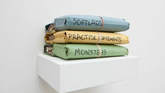 Ryan Gander, Applied arts, 2012, white box shelf, document wallets, paper, elastic bands, photo©Giovanni De Angelis, Courtesy CO2