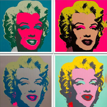 Andy Warhol, Marilyn Diptych (1962). La alternancia entre color y desgaste en la obra funciona como metáfora de la visibilidad contemporánea: brillo inmediato, agotamiento rápido, olvido seguro