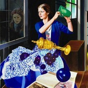 Susanne Kühn, Mädchen und grüner Krug, 2014, Acryl auf Leinwand, 170 x150 cm