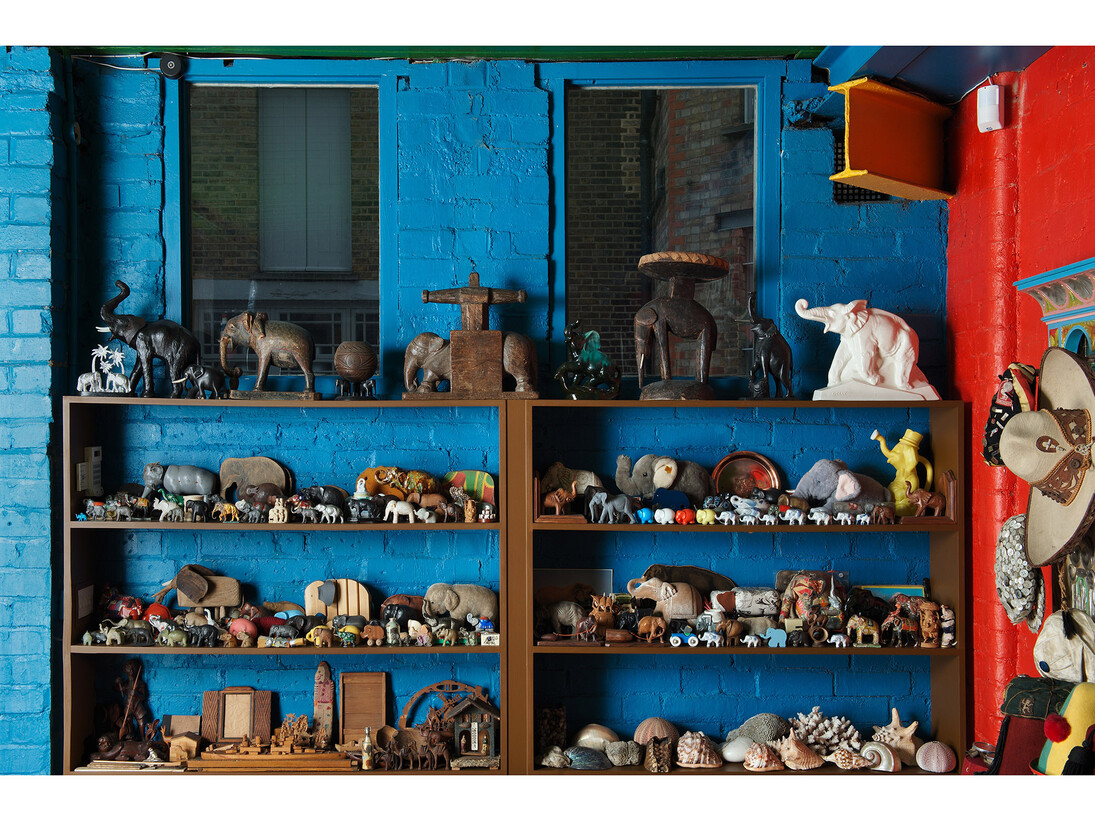 Elephant figurines from the collection of Peter Blake. Photo by Hugo Glendinning
