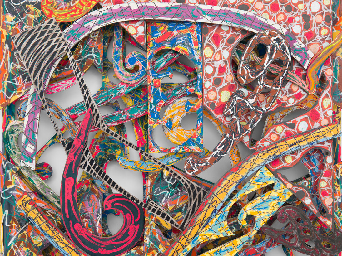 Frank Stella, Mosport 4.75x, 1982. Alkyd and magna on etched magnesium, 114 x 126 x 24 inches