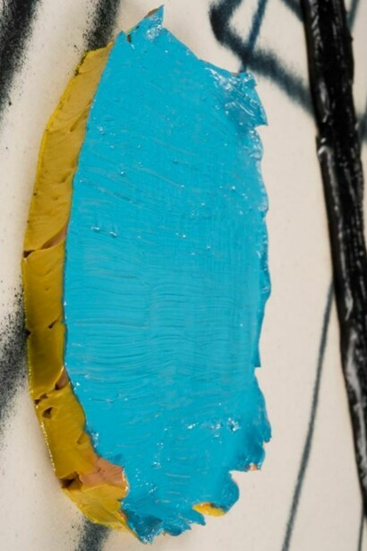 Trudy Benson, XO, 2013, acrylic, spray paint & oil on canvas, 54x50" / 137.2x127cm