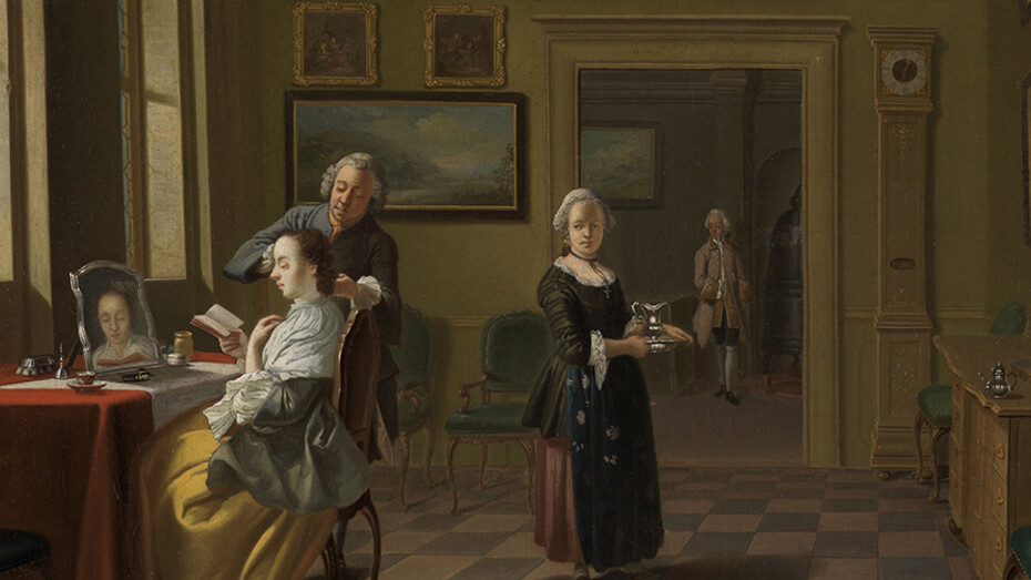 Justus Juncker (Mainz, 1703 – Frankfurt, 1767) «Toilette da manhã [Bei der Morgentoilette]», 1752. Óleo sobre tela. 92 x 75,5 cm. Karlsruhe, Staatliche Kunsthalle . Inv. 2506. © bpk / Staatliche Kunsthalle Karlsruhe / Annette Fischer/Heike Kohler