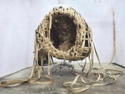 Sissi, Interno, 2012(Lavoro in produzione)tessuto per tapparelle, struttura in ferro, cm 150X250X100 cm