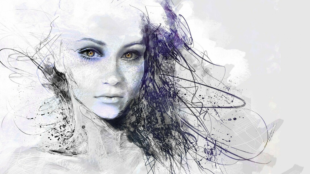 Mulher em desenho digital. Lia Rosa é a figuração onírica de um ideal feminino